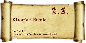 Klopfer Bende névjegykártya